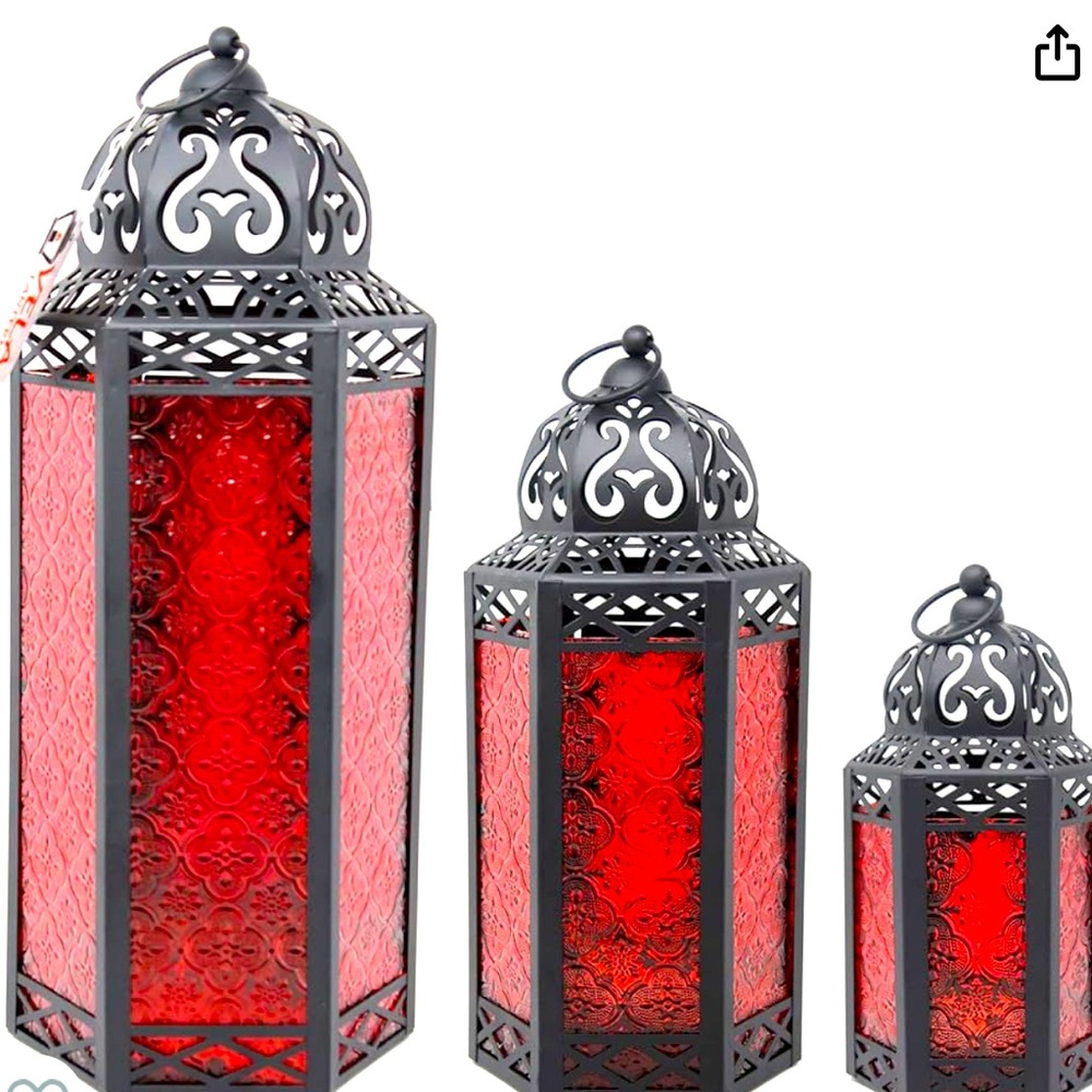 Red lantern Candle holder, home decor just add some candles just wow